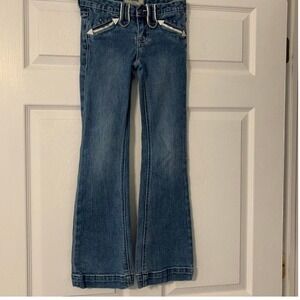 Rock & Roll Denim Trousers Girls Size 8 Adjustable Waist Flare Bottom Jeans